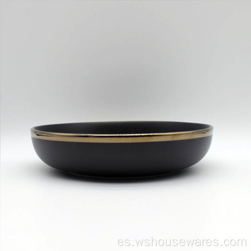 Vigera de cerámica negra de diseño único con borde de esmalte